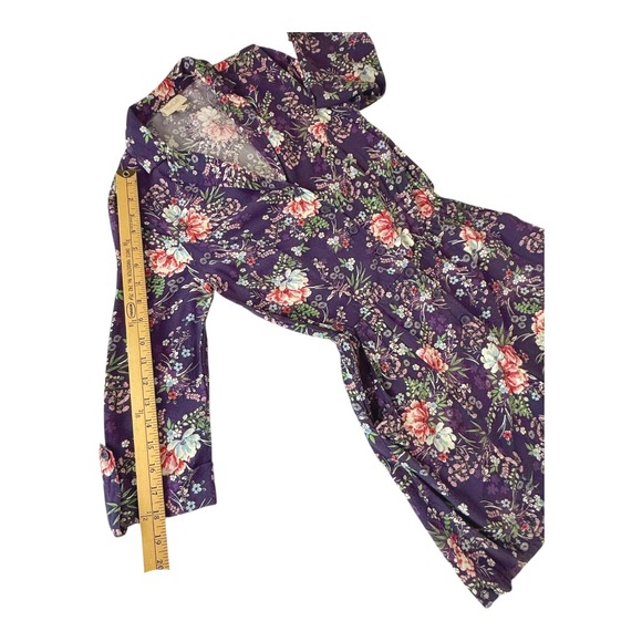 ModCloth Floral‎ Print Romper XS Purple Button Down Pockets V Neck 3/4 Sleeve - Picture 8 of 8